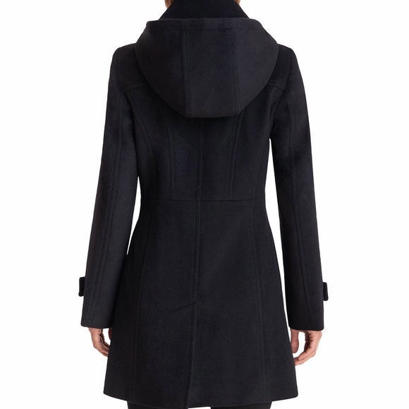 Black Michael Kors Hooded Notched-Collar Coat, Created by Macys - Picture 2 of 16
